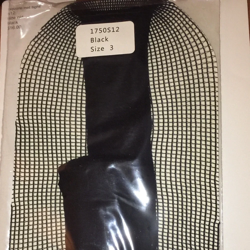 CALVIN KLEIN SQUARE NET TIGHTS BLACK SIZE C/D NWT